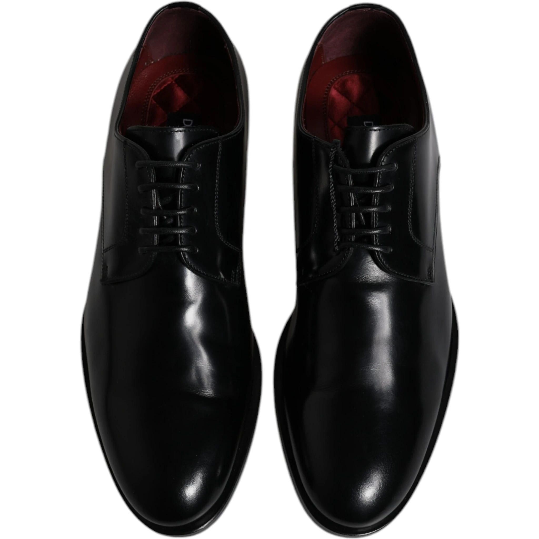 Black Calfskin Leather Derby Lace Up Formal Dress Shoes