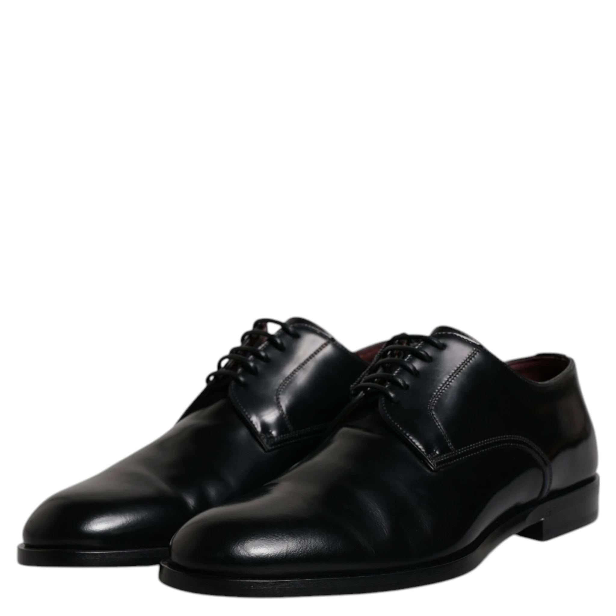 Black Calfskin Leather Derby Lace Up Formal Dress Shoes