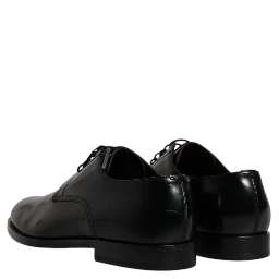 Black Calfskin Leather Derby Lace Up Formal Dress Shoes
