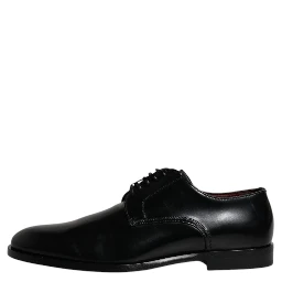 Black Calfskin Leather Derby Lace Up Formal Dress Shoes