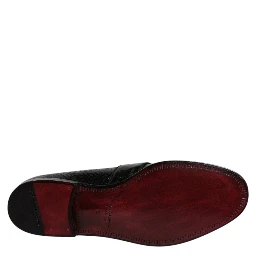 Black Exotic Leather DG Logo Loafers Formal Dress Shoes