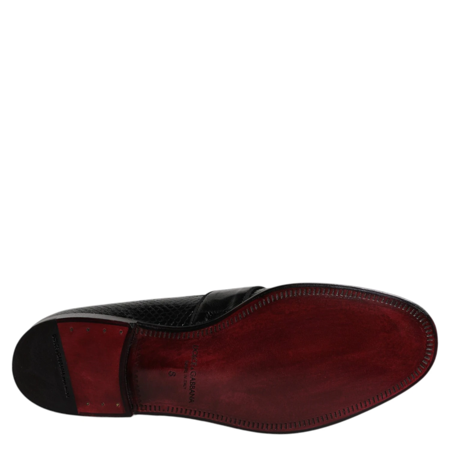 Black Exotic Leather DG Logo Loafers Formal Dress Shoes