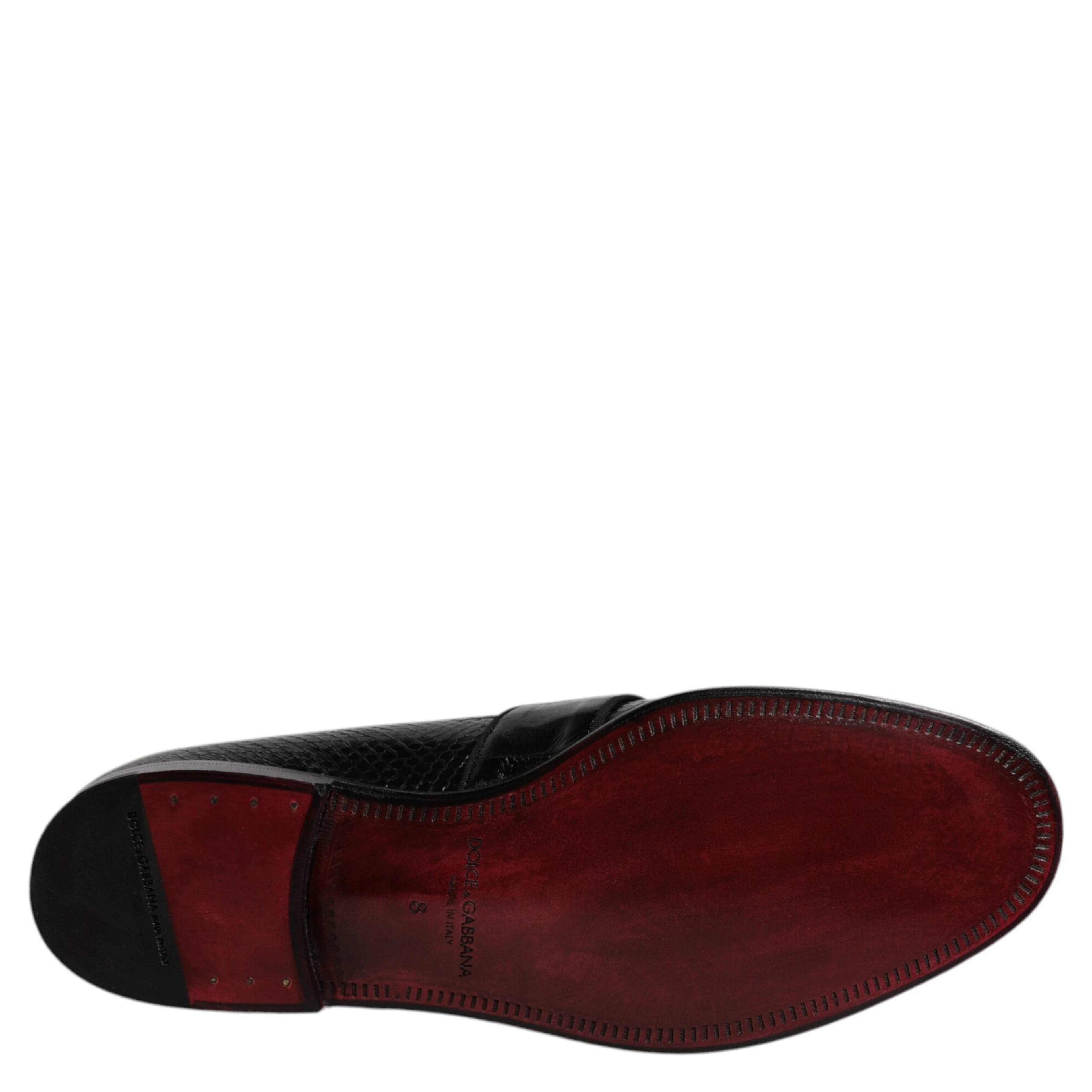 Black Exotic Leather DG Logo Loafers Formal Dress Shoes