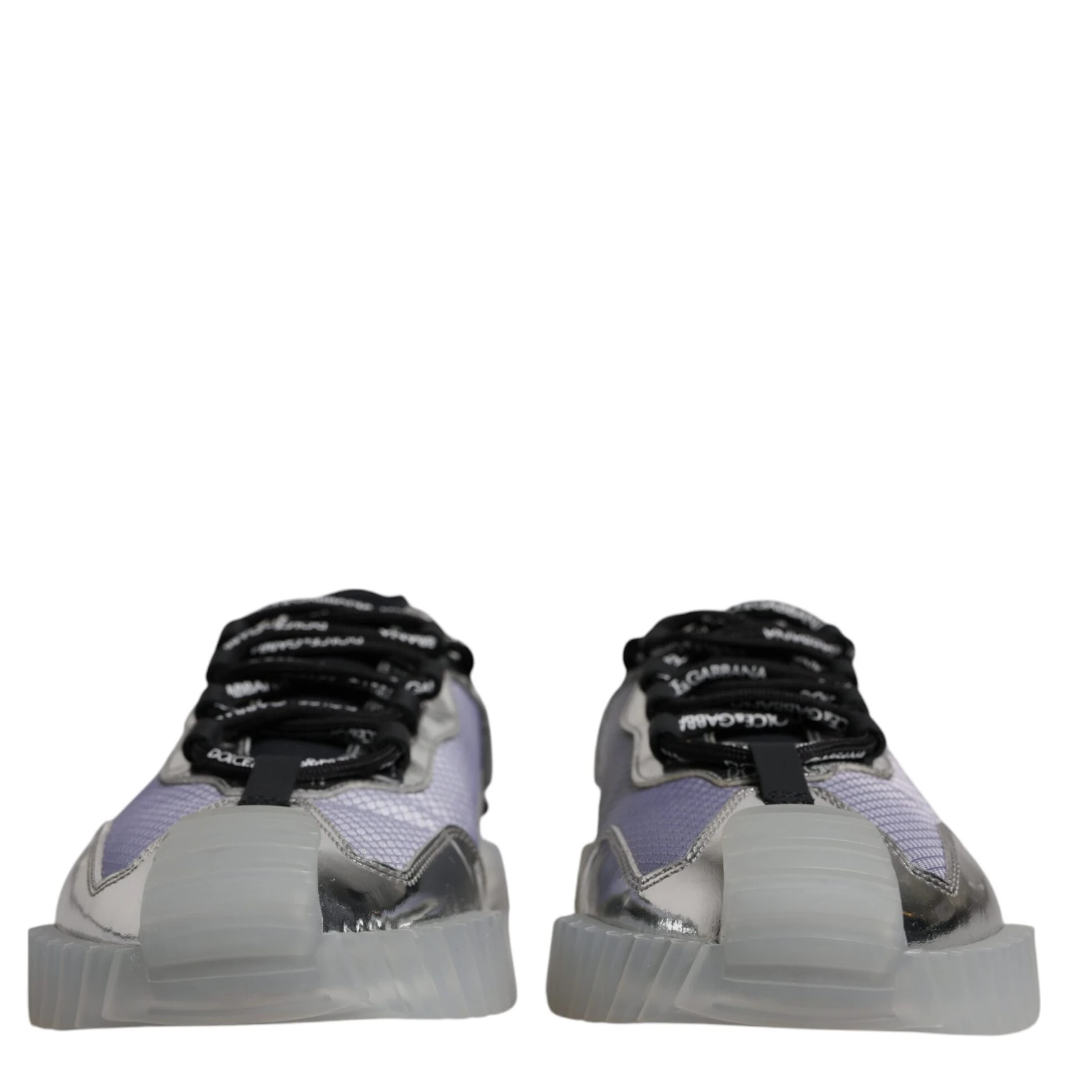 Silver Black Nylon NS1 Low Top Sneakers Shoes