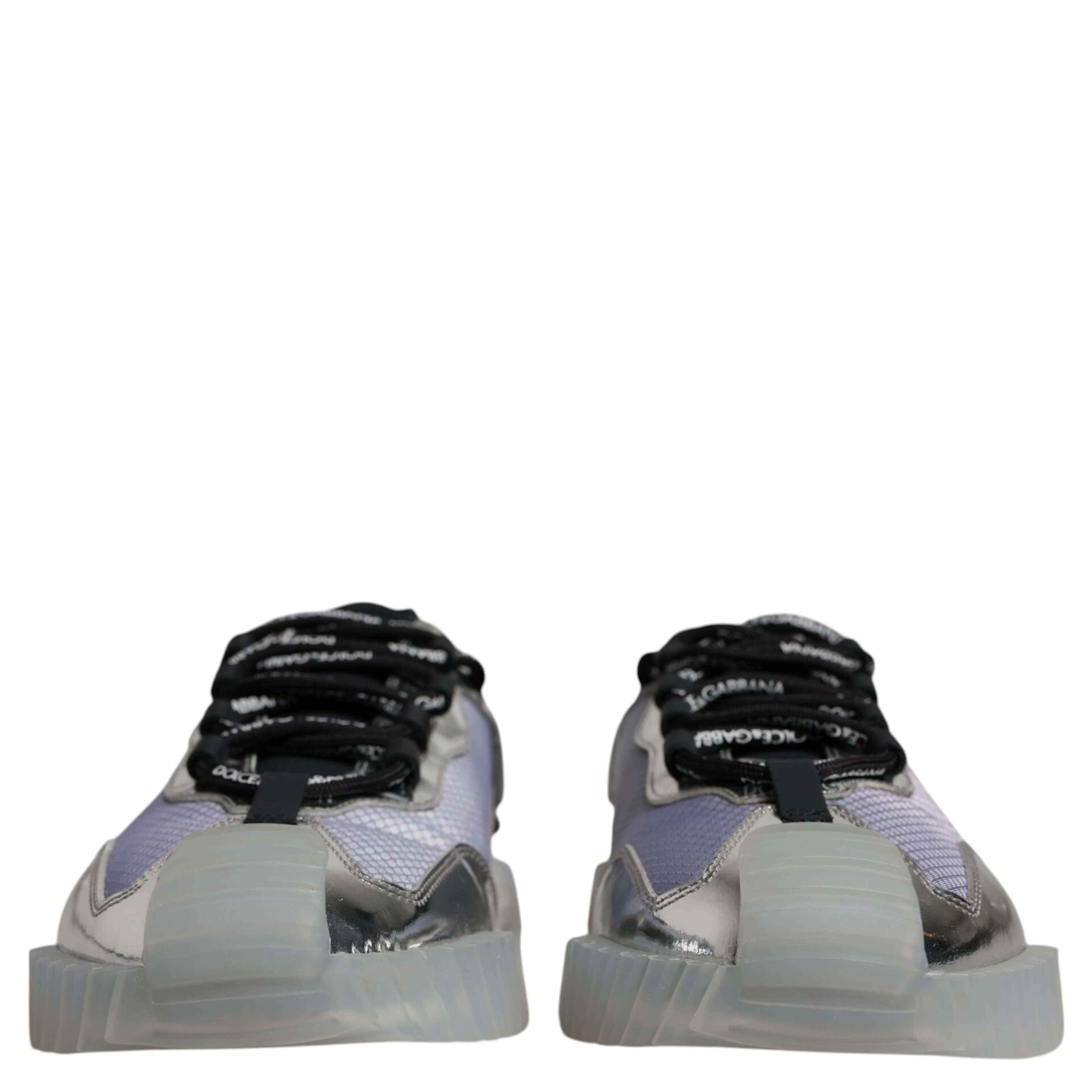 Silver Black Nylon NS1 Low Top Sneakers Shoes