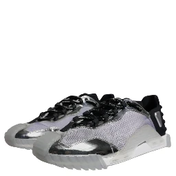 Silver Black Nylon NS1 Low Top Sneakers Shoes