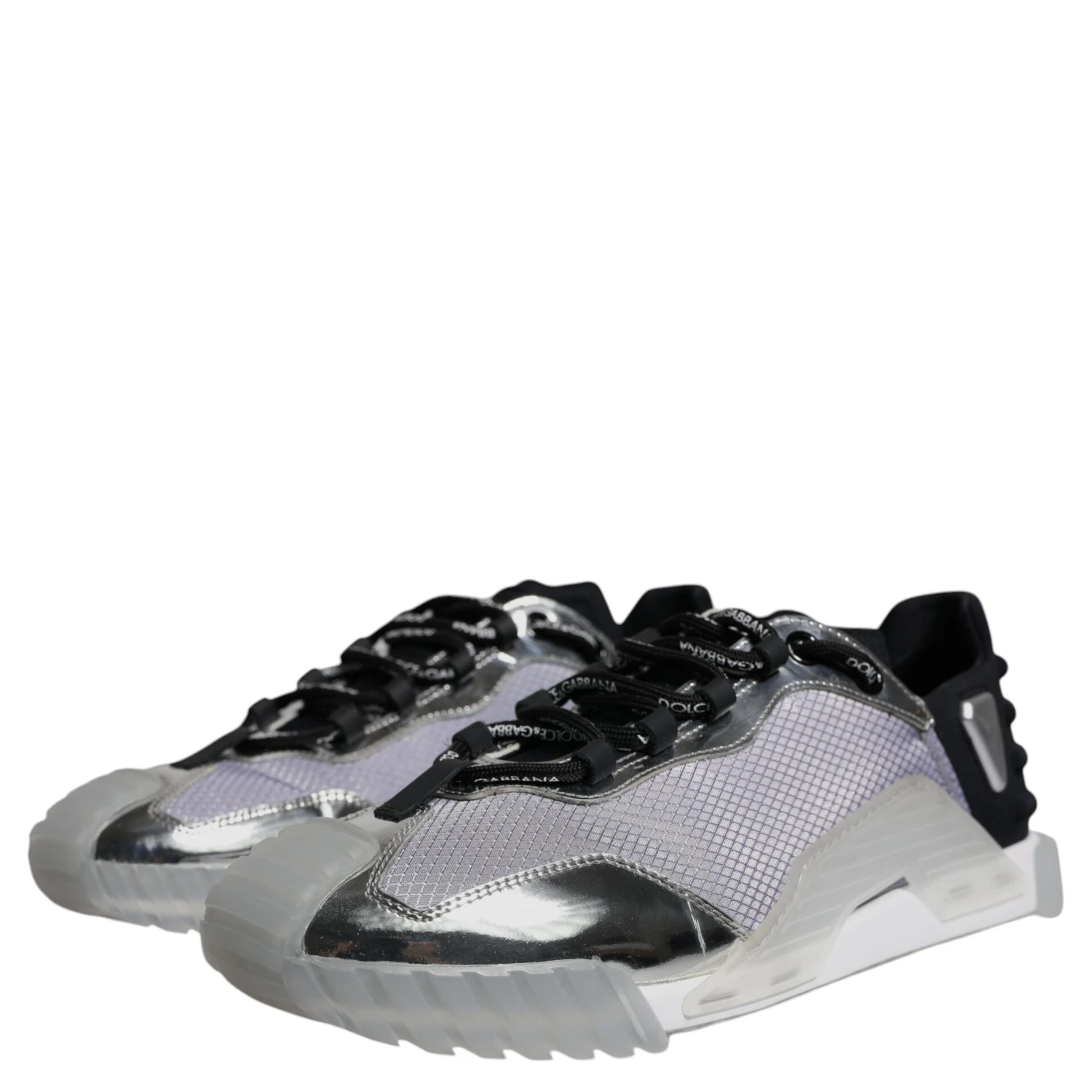 Silver Black Nylon NS1 Low Top Sneakers Shoes