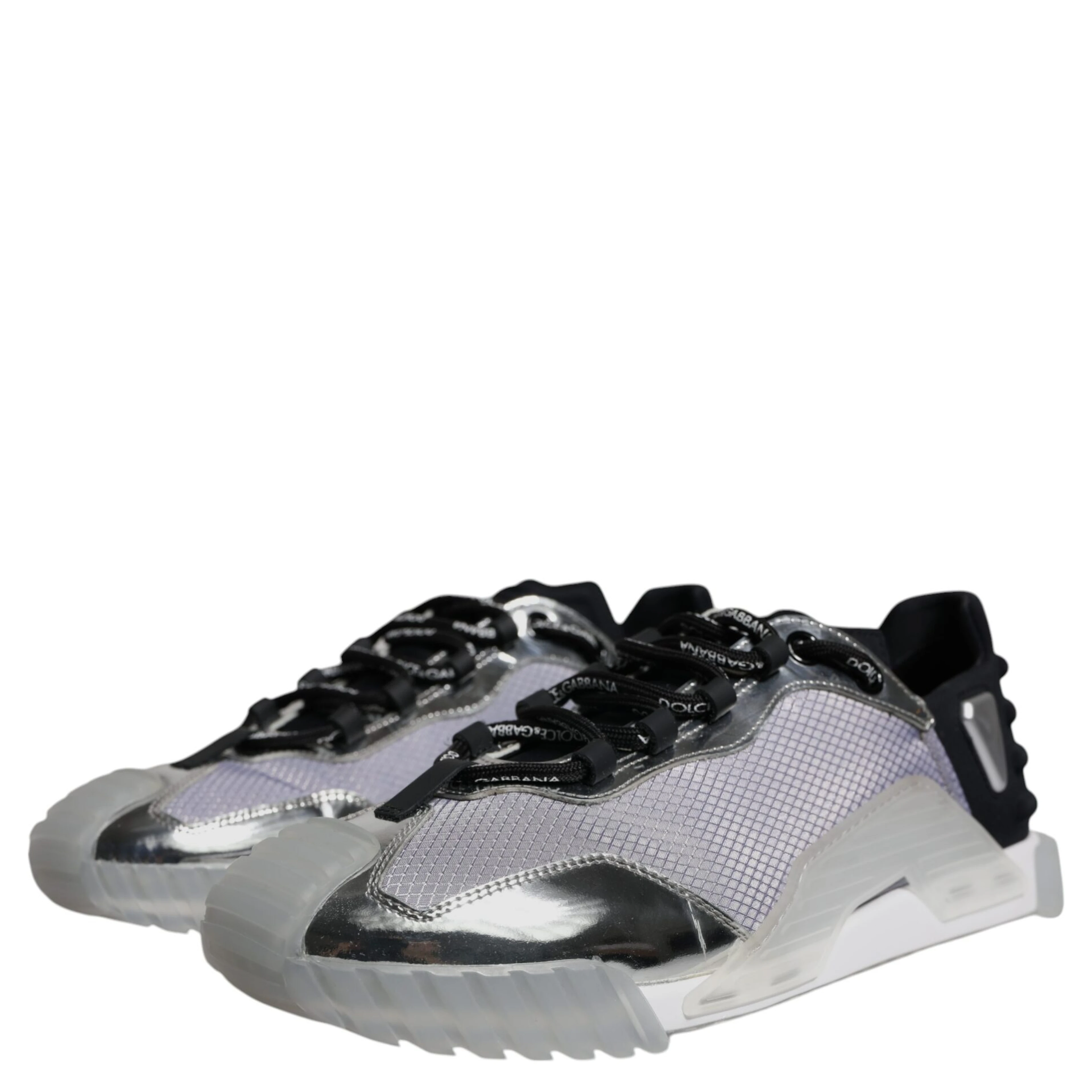 Silver Black Nylon NS1 Low Top Sneakers Shoes