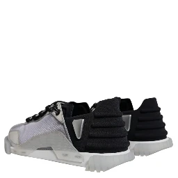 Silver Black Nylon NS1 Low Top Sneakers Shoes
