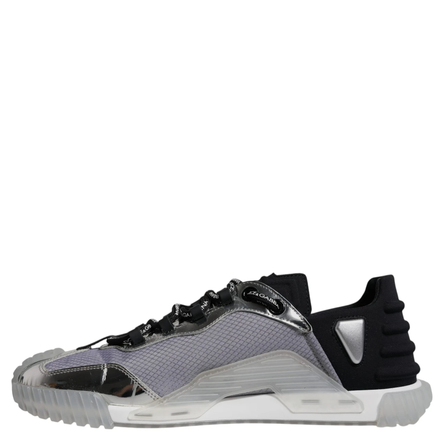 Silver Black Nylon NS1 Low Top Sneakers Shoes