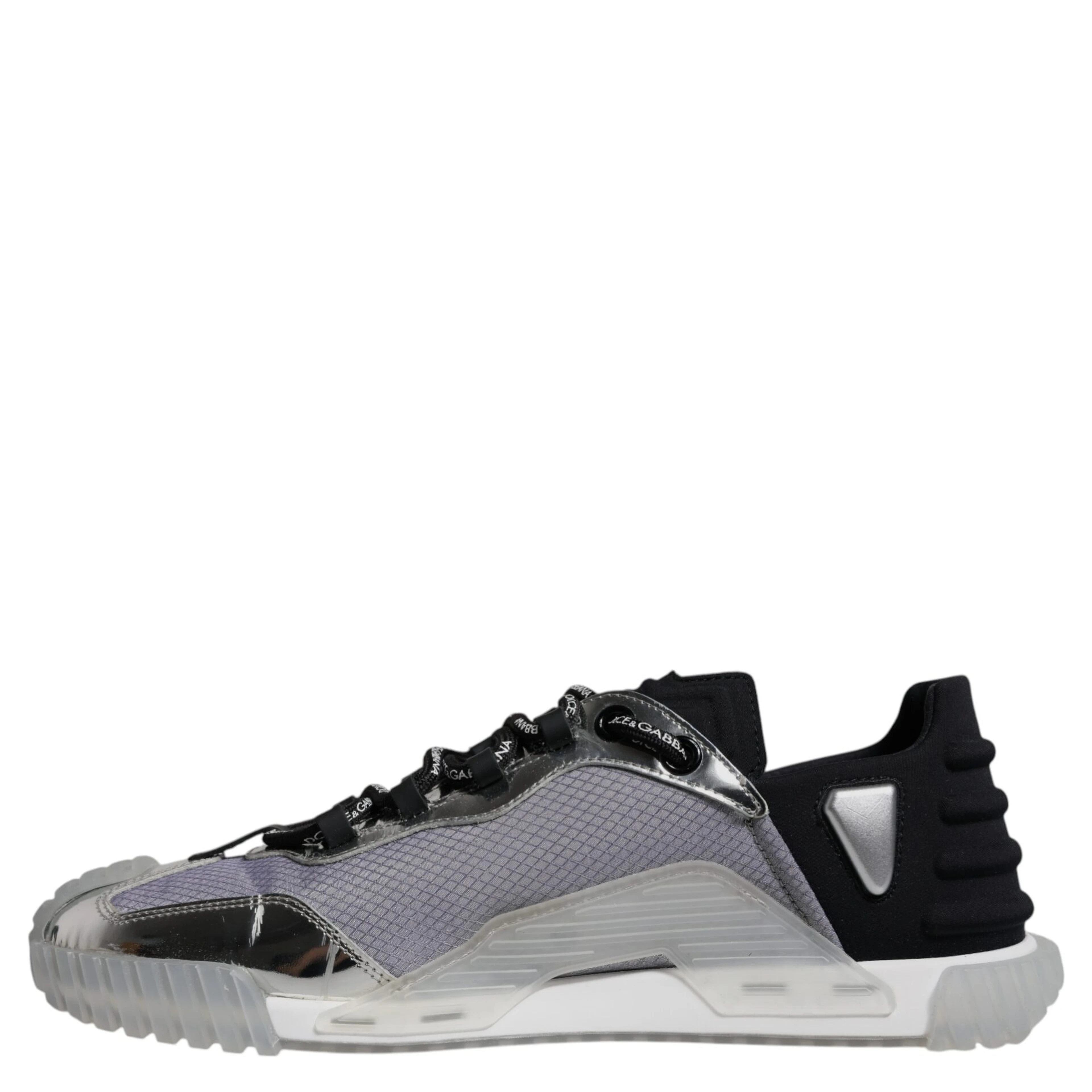 Silver Black Nylon NS1 Low Top Sneakers Shoes