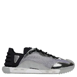 Silver Black Nylon NS1 Low Top Sneakers Shoes