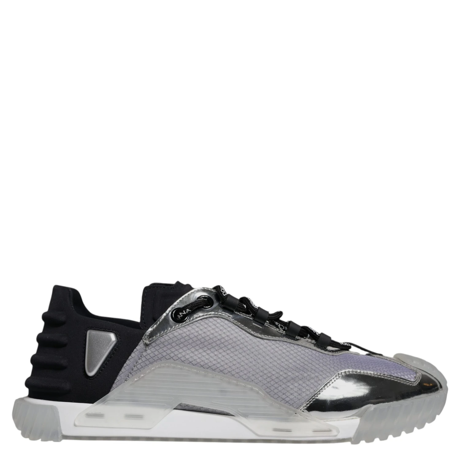Silver Black Nylon NS1 Low Top Sneakers Shoes