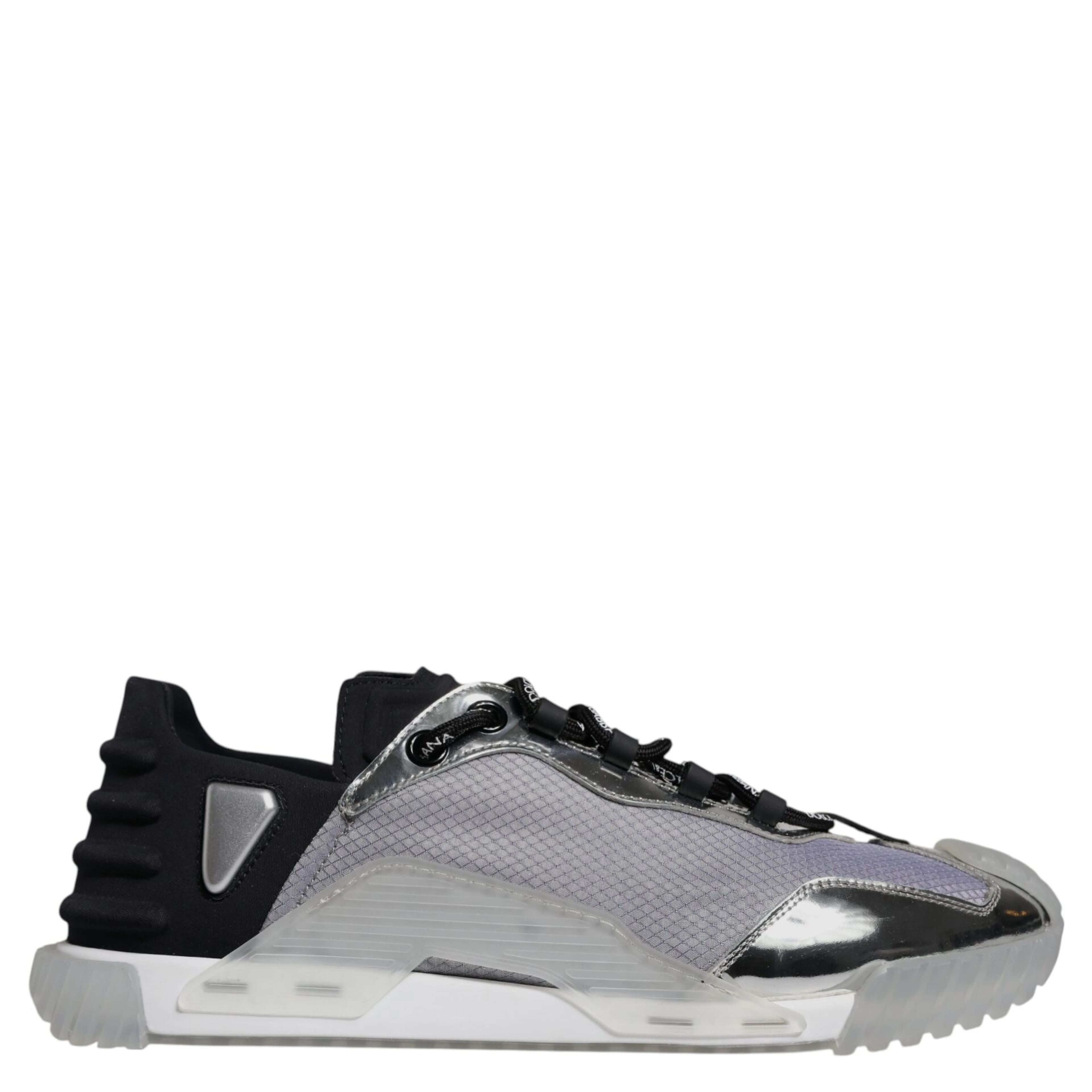 Silver Black Nylon NS1 Low Top Sneakers Shoes