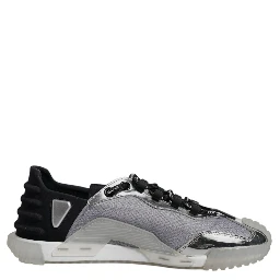 Silver Black Nylon NS1 Low Top Sneakers Shoes
