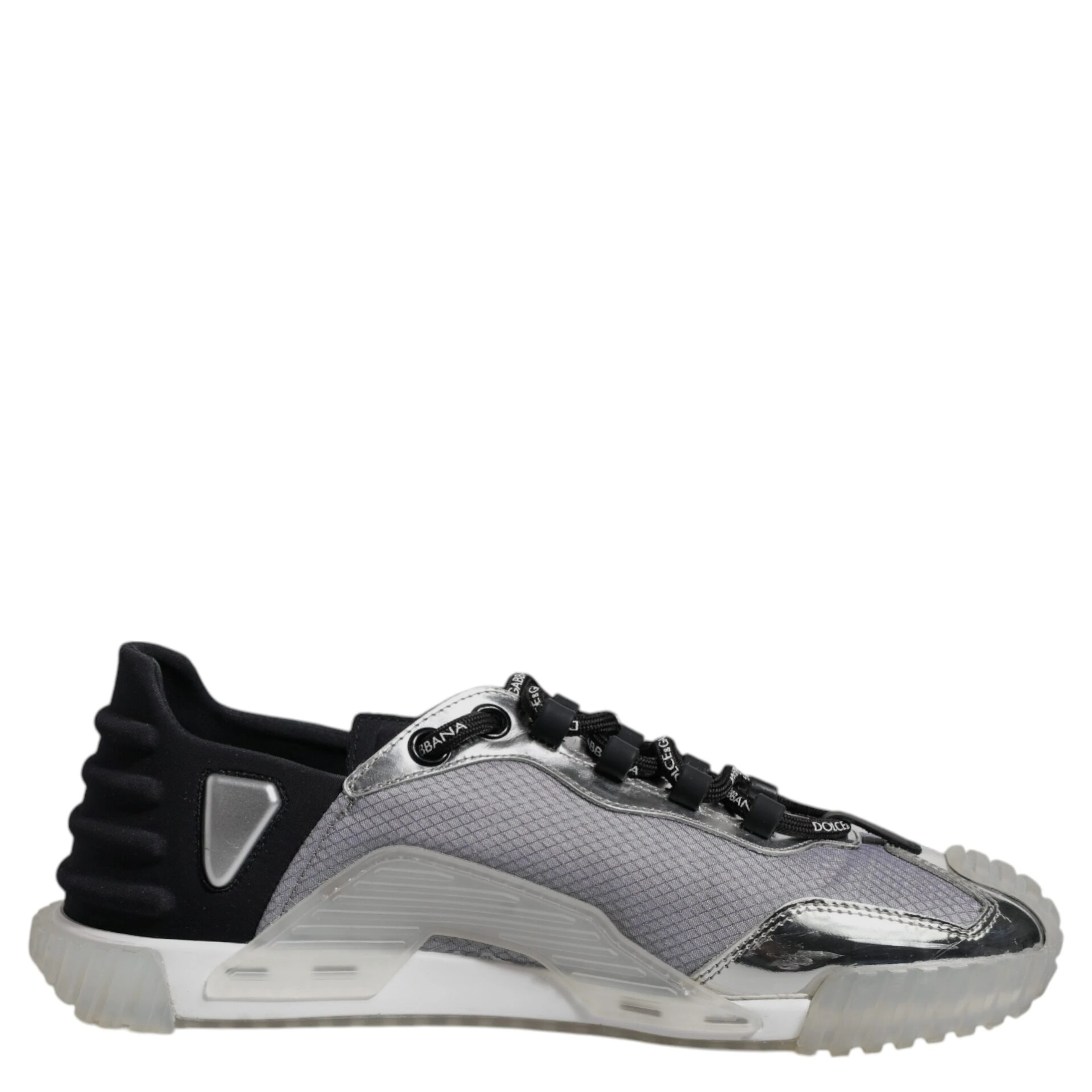 Silver Black Nylon NS1 Low Top Sneakers Shoes