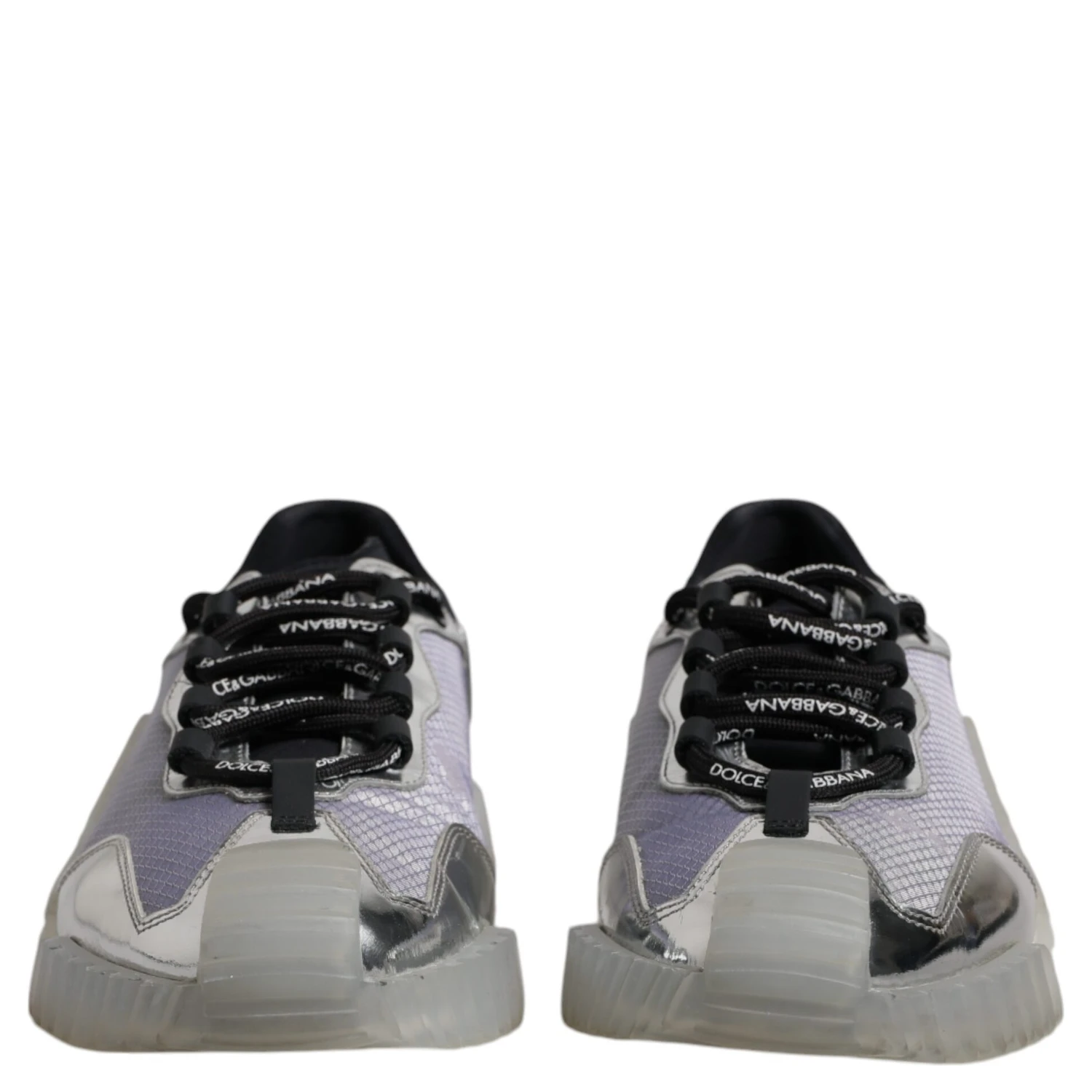 Silver Black Nylon NS1 Low Top Sneakers Shoes
