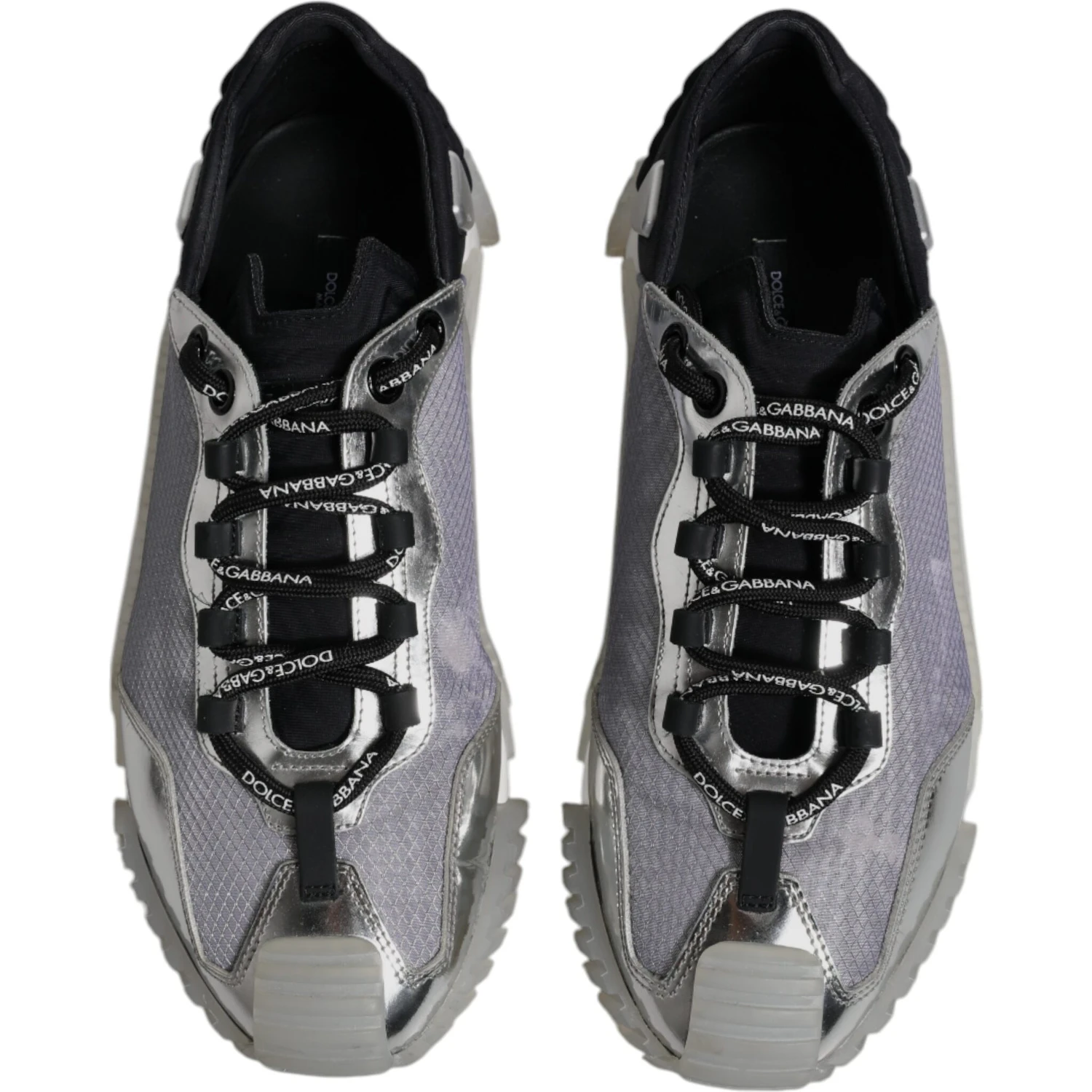 Silver Black Nylon NS1 Low Top Sneakers Shoes