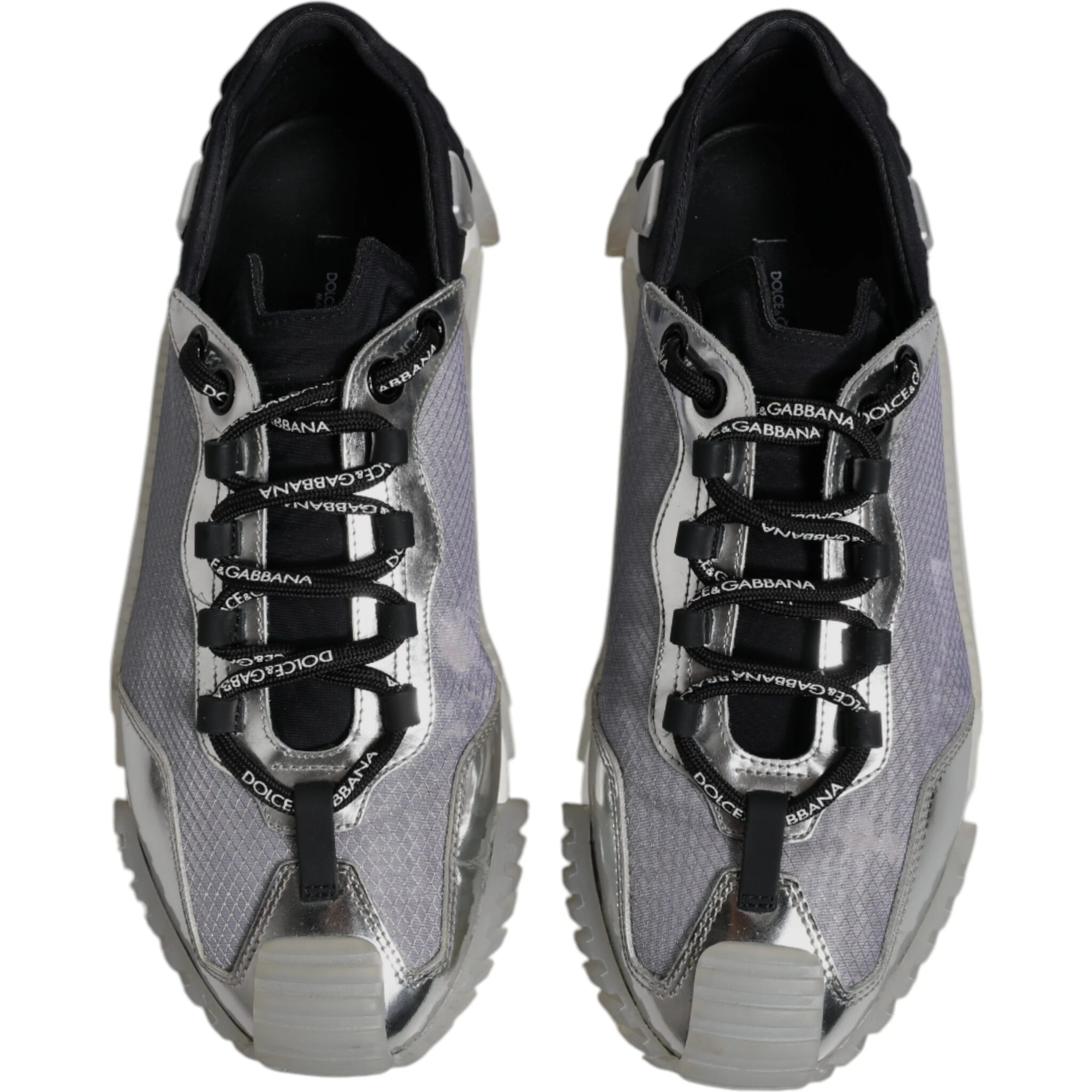 Silver Black Nylon NS1 Low Top Sneakers Shoes