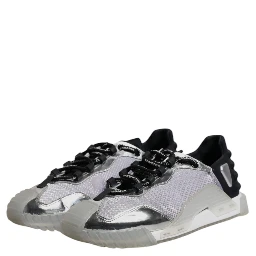 Silver Black Nylon NS1 Low Top Sneakers Shoes