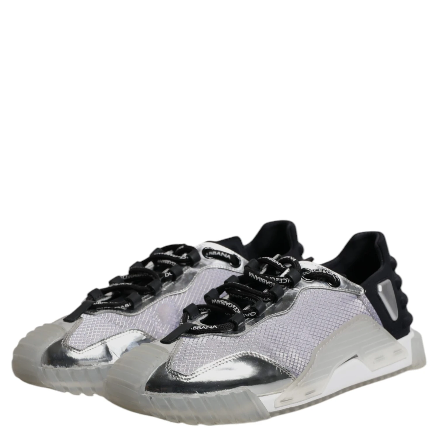 Silver Black Nylon NS1 Low Top Sneakers Shoes