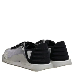 Silver Black Nylon NS1 Low Top Sneakers Shoes