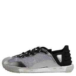 Silver Black Nylon NS1 Low Top Sneakers Shoes