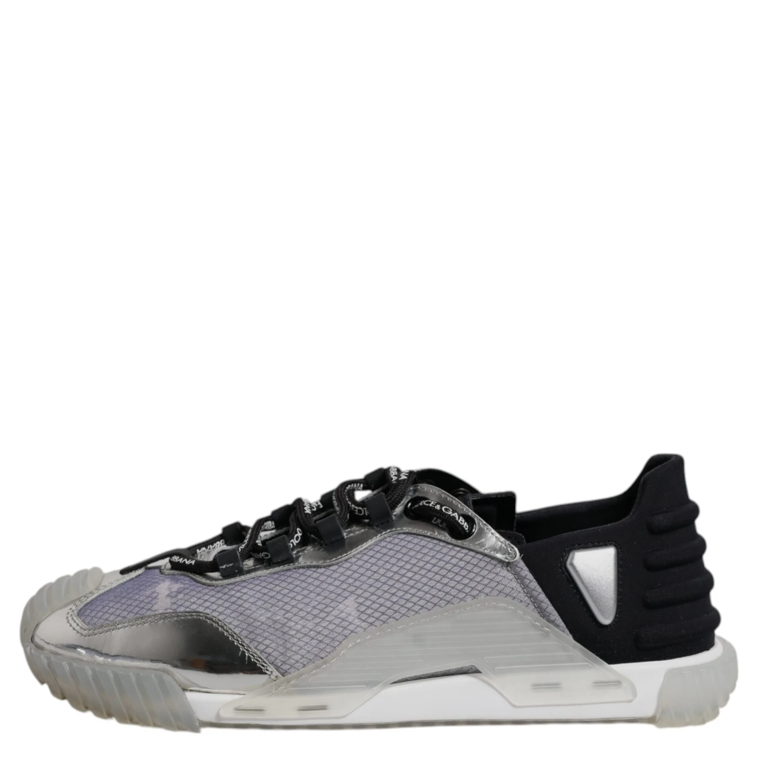 Silver Black Nylon NS1 Low Top Sneakers Shoes