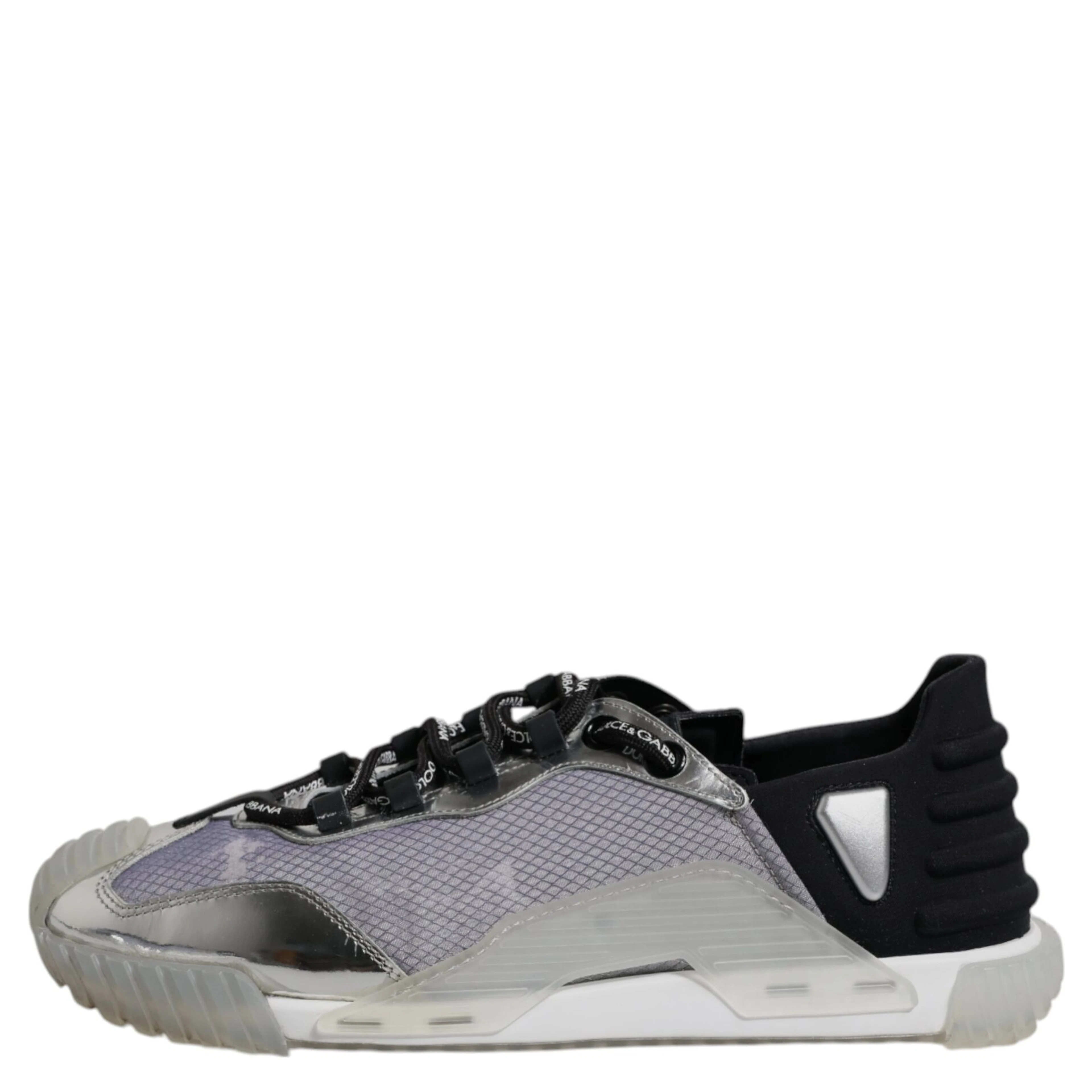 Silver Black Nylon NS1 Low Top Sneakers Shoes