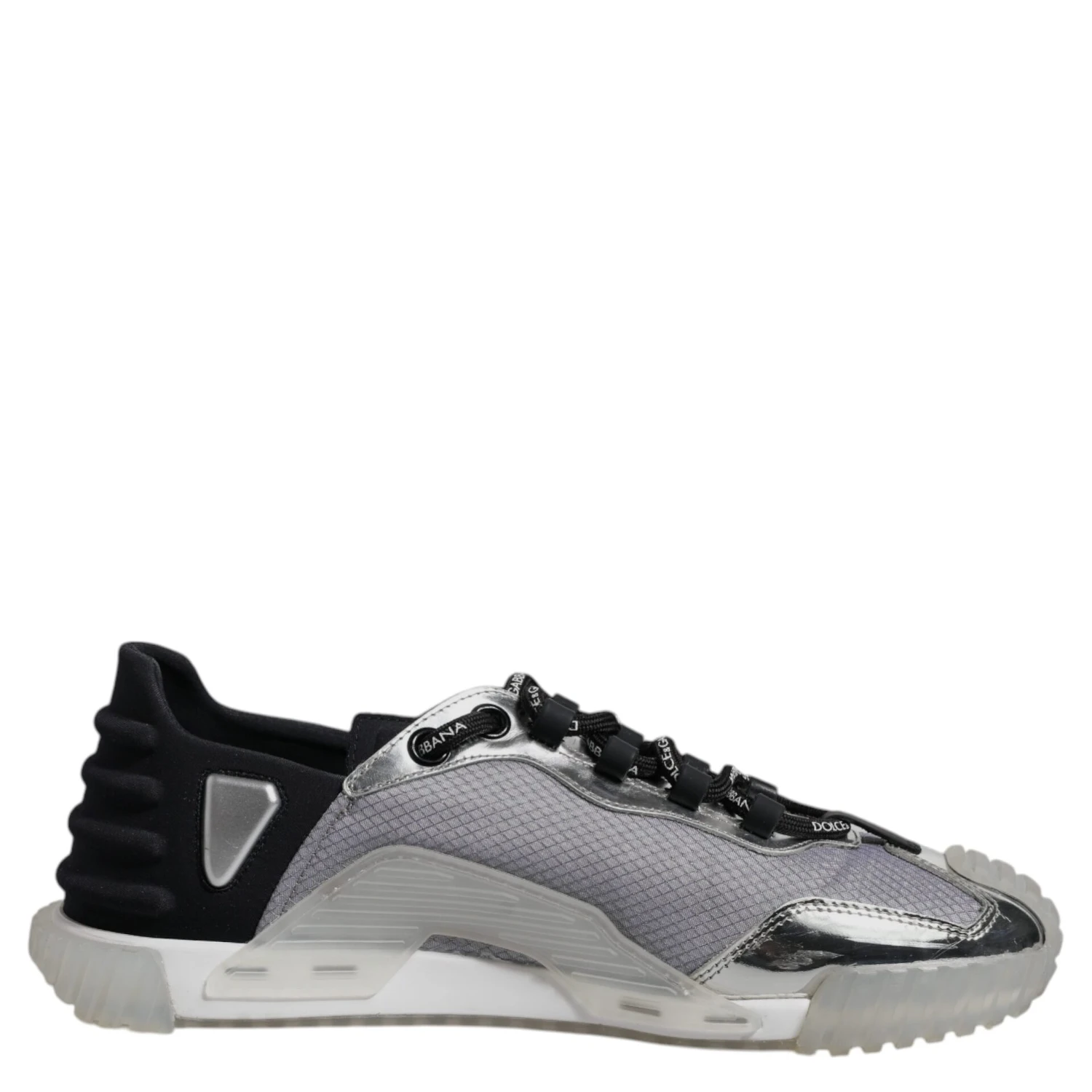 Silver Black Nylon NS1 Low Top Sneakers Shoes