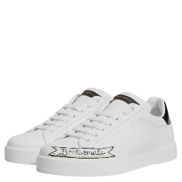 White Leather Low Top Lace Up Sneakers Shoes
