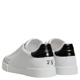 White Leather Low Top Lace Up Sneakers Shoes