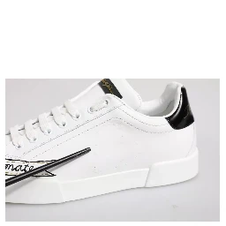 White Leather Low Top Lace Up Sneakers Shoes