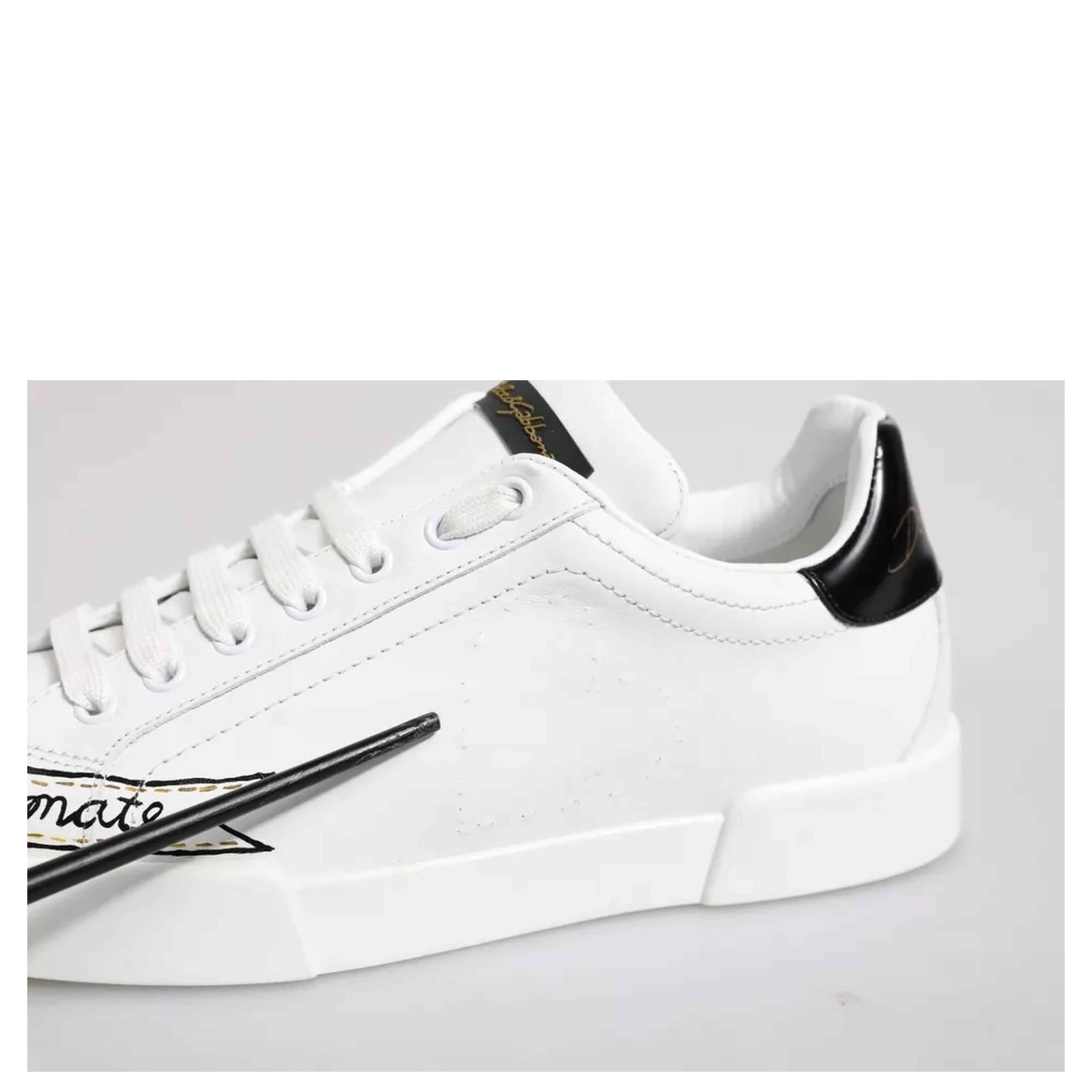 White Leather Low Top Lace Up Sneakers Shoes