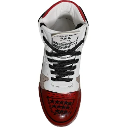 Multicolor Leather High Top Sneakers Shoes