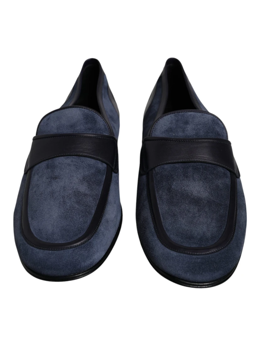 Blue Suede Leather Shoes Loafer Moccasin Shoes
