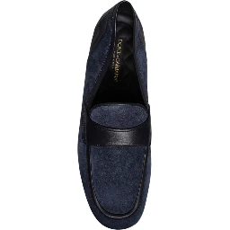 Blue Suede Leather Shoes Loafer Moccasin Shoes