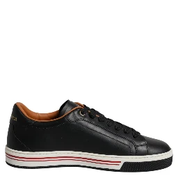 Black Leather Low Top Men Sneakers Shoes