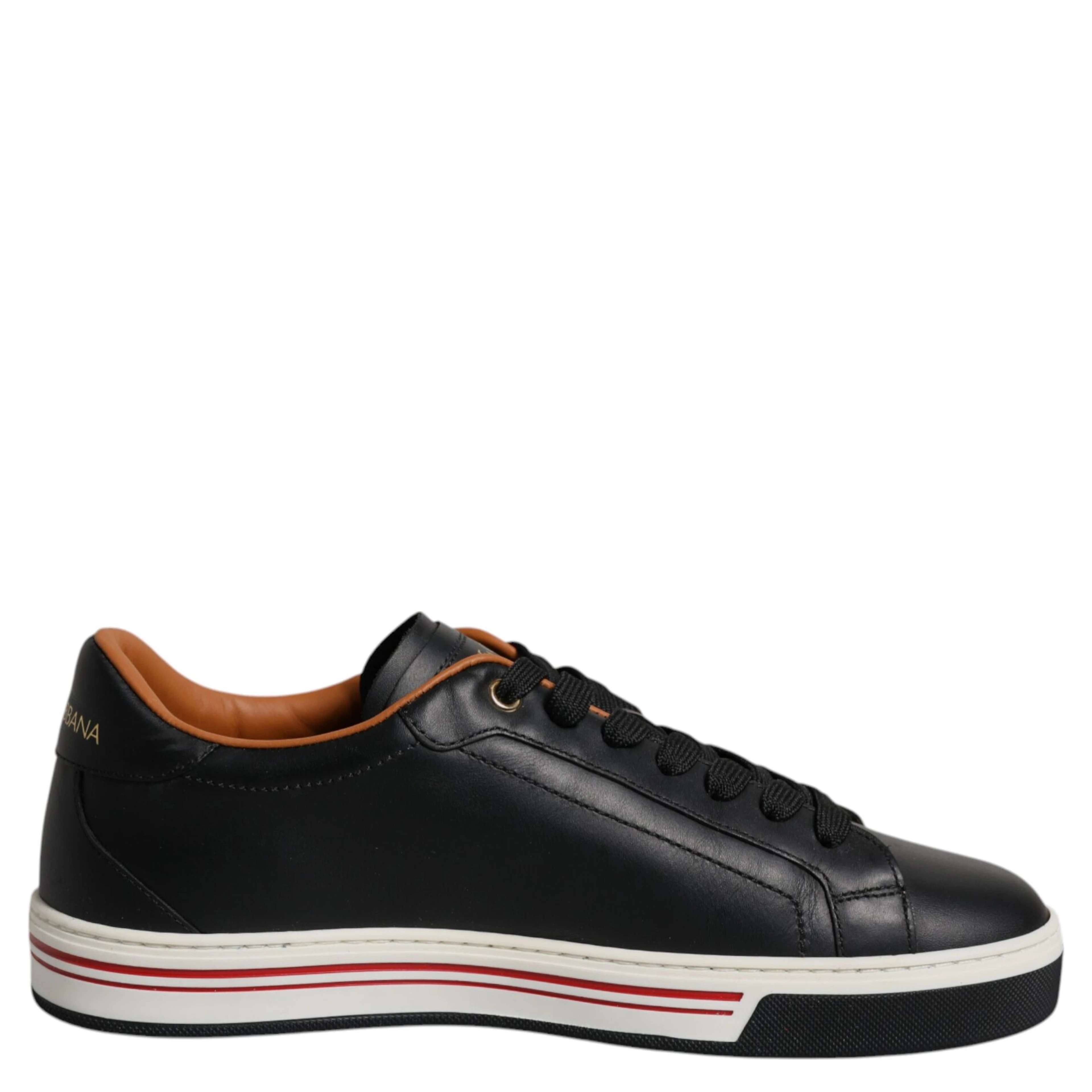 Black Leather Low Top Men Sneakers Shoes