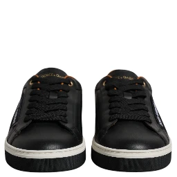 Black Leather Low Top Men Sneakers Shoes