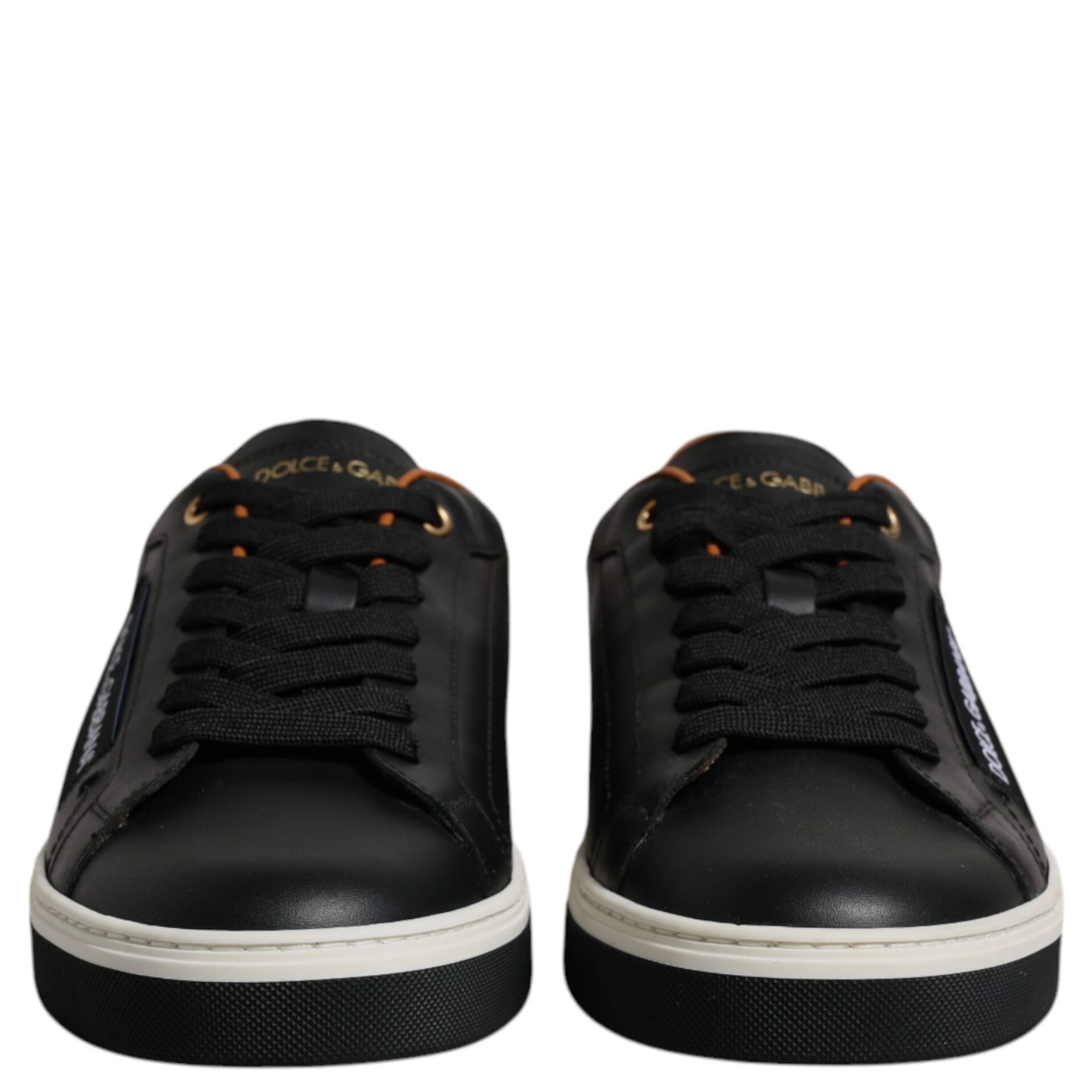 Black Leather Low Top Men Sneakers Shoes
