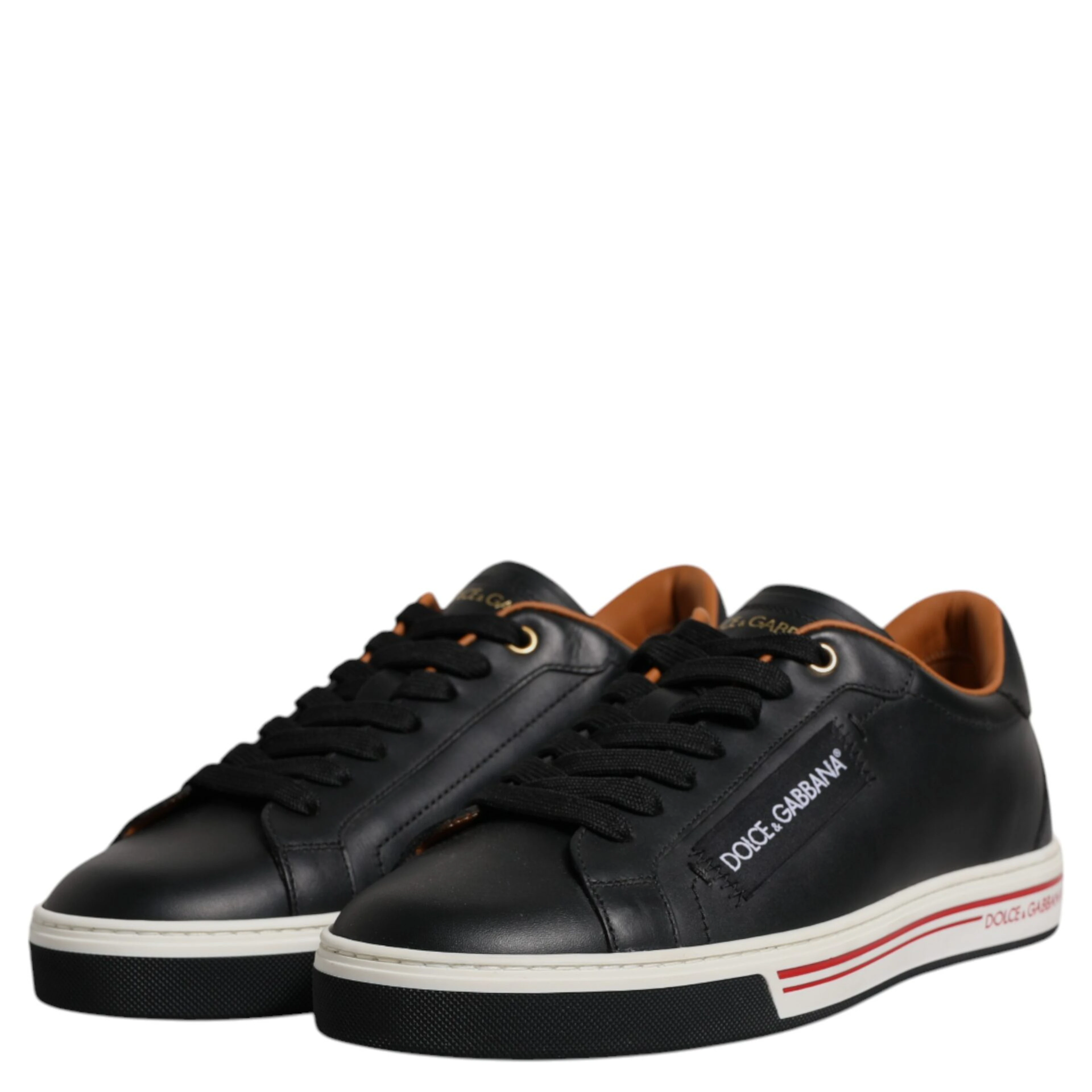 Black Leather Low Top Men Sneakers Shoes