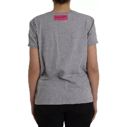 Gray Cotton L'Amore E'Bellezza Top T-shirt