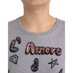 Gray Cotton L'Amore E'Bellezza Top T-shirt