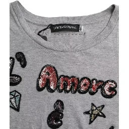 Gray Cotton L'Amore E'Bellezza Top T-shirt