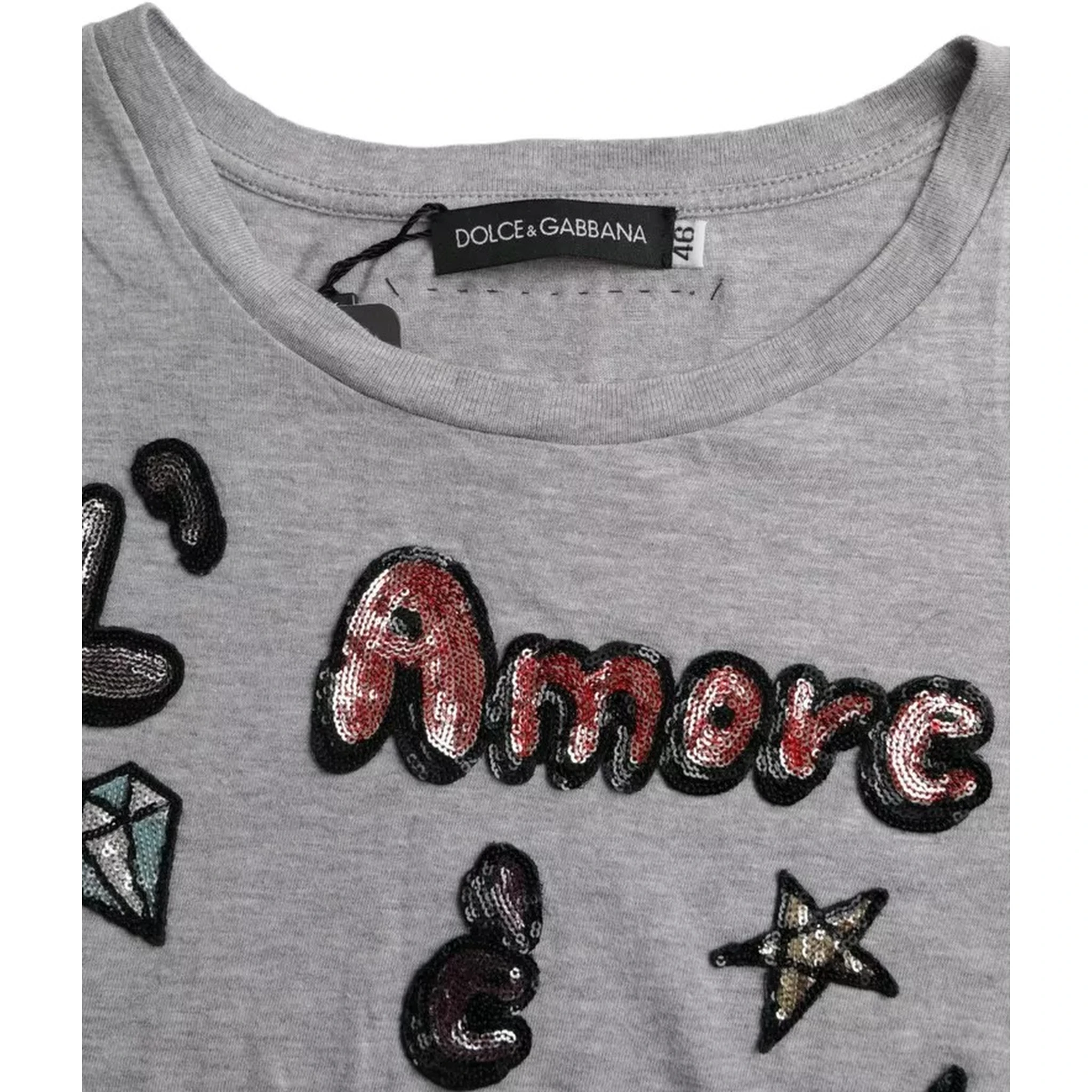 Gray Cotton L'Amore E'Bellezza Top T-shirt