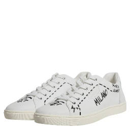 White Leather Milano Low Top Sneakers Shoes