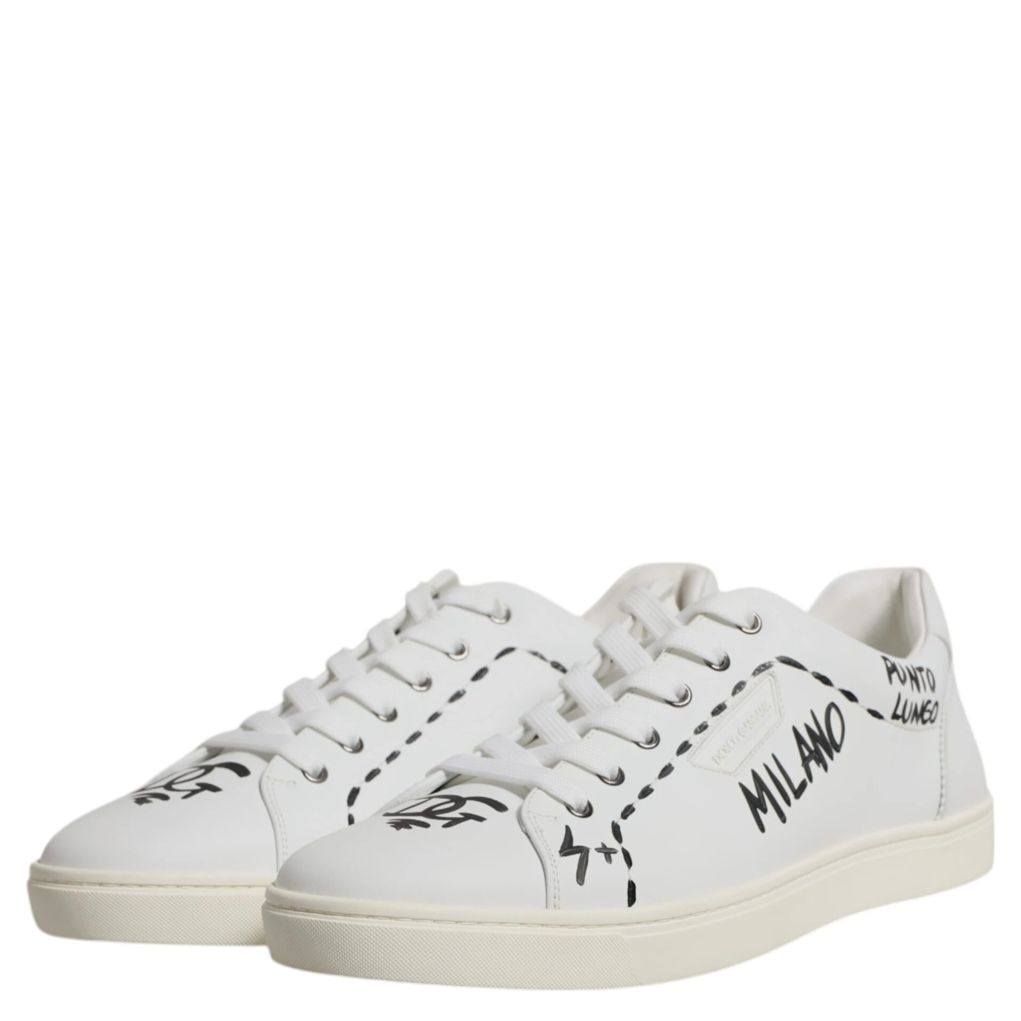 White Leather Milano Low Top Sneakers Shoes