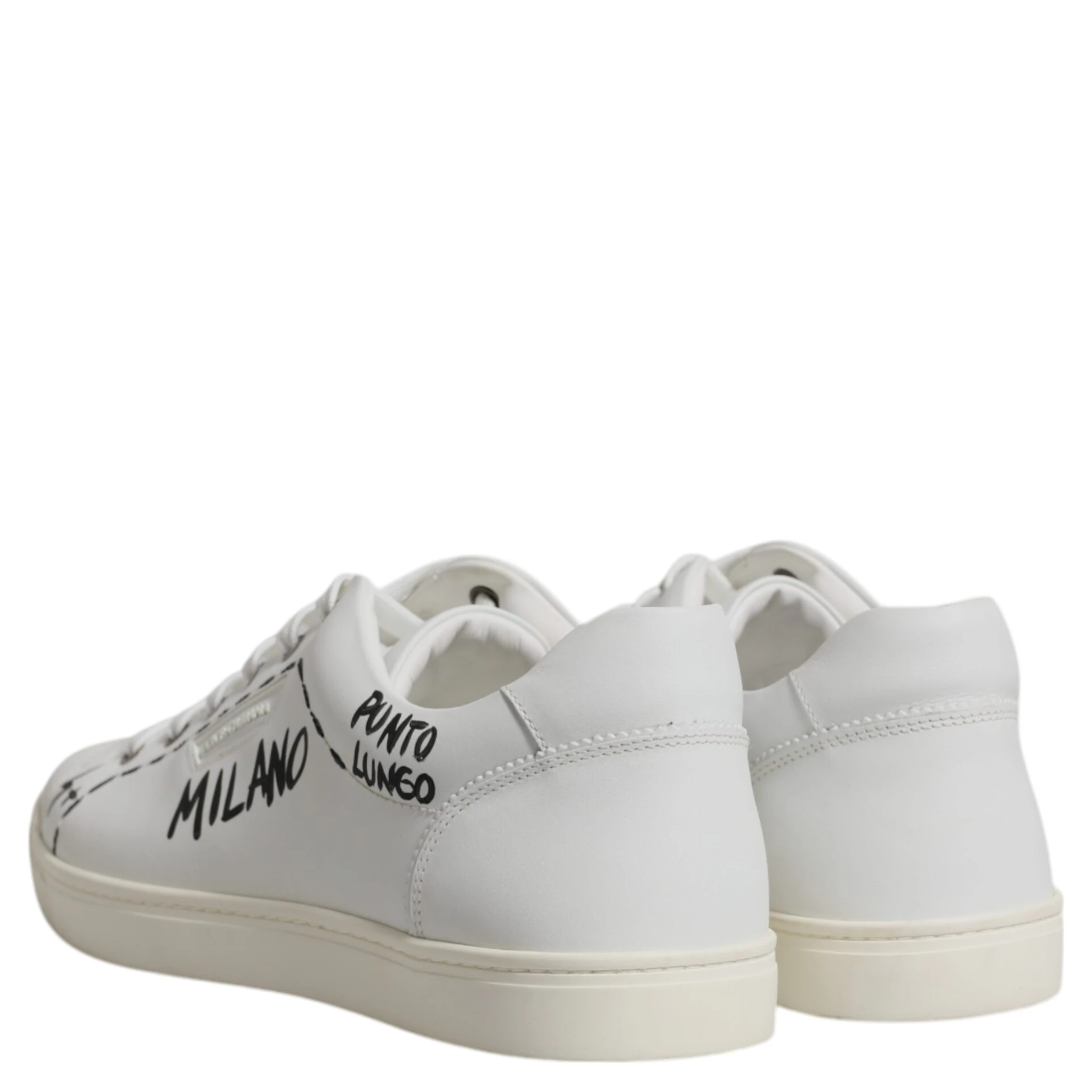 White Leather Milano Low Top Sneakers Shoes