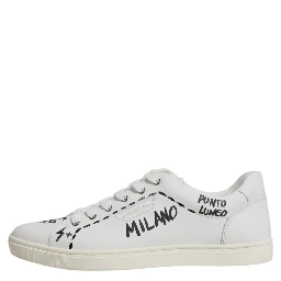 White Leather Milano Low Top Sneakers Shoes